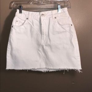White jean mini skirt